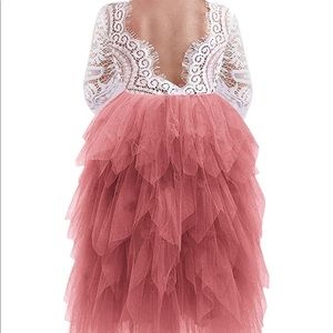 Gorgeous tulle dress white and dusty rose